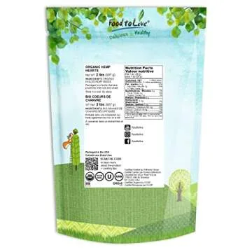 Food to Live - Organic Hemp Hearts, 2 Pounds Non-GMO Raw Hearts, Hulled, Shelled, Kosher, Vegan, Ket...