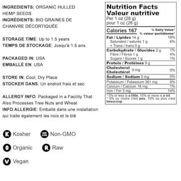 Food to Live - Organic Hemp Hearts, 2 Pounds Non-GMO Raw Hearts, Hulled, Shelled, Kosher, Vegan, Keto-Friendly. Good Source of Protein & Fiber. Great for Smoothies, Oatmeal, and Salads.