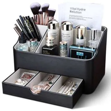 KINGFOM Desk Organizer with Drawer, Multifunction Pencil Holder for Desk, Desk Organizer and Accesso...