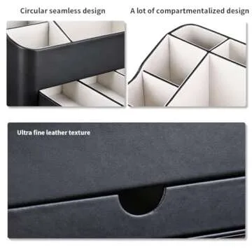 KINGFOM Desk Organizer with Drawer, Multifunction Pencil Holder for Desk, Desk Organizer and Accessories 5 Comparetments for Home Office Supplies (Black)