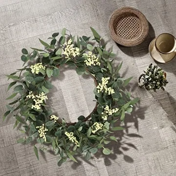 Elegant Pinkpum 20'' Eucalyptus Wreath for Home Decor