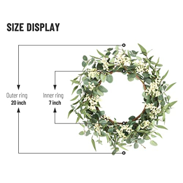 Elegant Pinkpum 20'' Eucalyptus Wreath for Home Decor