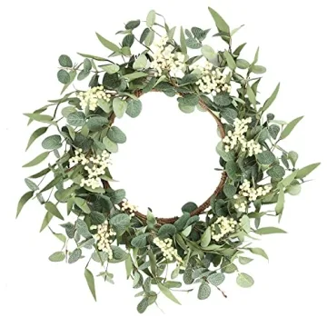 Elegant Pinkpum 20'' Eucalyptus Wreath for Home Decor