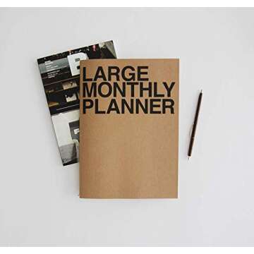 JSTORY Large Monthly Planner Lays Flat Undated Year Round Flexible Cover Goal/Time Organizer Thick Paper Eco Friendly Customizable Stitch Bound A4 16 Months 18 Sheets Pink