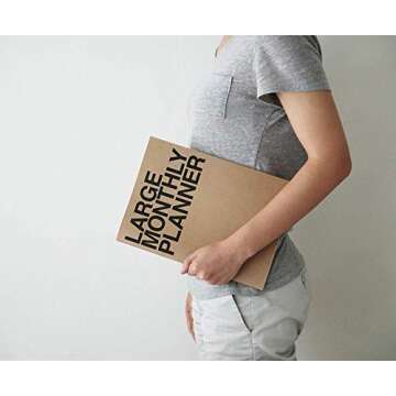 JSTORY Large Monthly Planner Lays Flat Undated Year Round Flexible Cover Goal/Time Organizer Thick Paper Eco Friendly Customizable Stitch Bound A4 16 Months 18 Sheets Pink