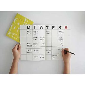 JSTORY Large Monthly Planner Lays Flat Undated Year Round Flexible Cover Goal/Time Organizer Thick Paper Eco Friendly Customizable Stitch Bound A4 16 Months 18 Sheets Pink