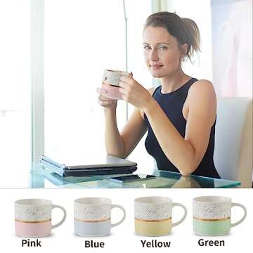 Hasense Stackable Coffee Mugs Set of 4 with Rack