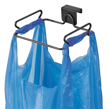 mDesign Compact Over-Cabinet Trash Bag Holder for Small Spaces