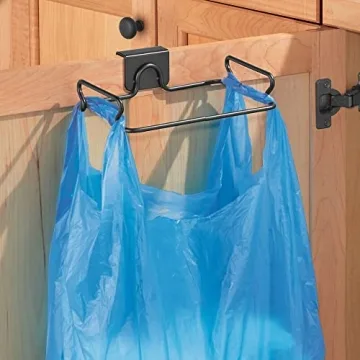 mDesign Compact Over-Cabinet Trash Bag Holder for Small Spaces