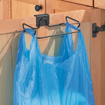 mDesign Compact Over-Cabinet Trash Bag Holder for Small Spaces
