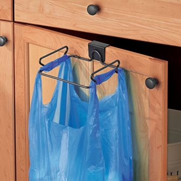mDesign Compact Over-Cabinet Trash Bag Holder for Small Spaces