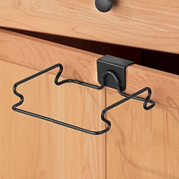 mDesign Compact Over-Cabinet Trash Bag Holder for Small Spaces