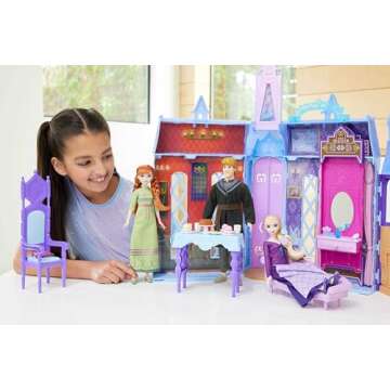Mattel Disney Frozen Dolls & Doll House, Ultimate Arendelle Adventure Portable Castle (2+ ft) with 3...