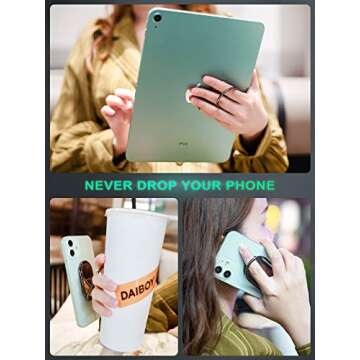 Phone Ring Holder Finger Kickstand 360°Rotation Cellphone Back Grip Foldable Cell Phone Stand for D...