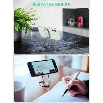Phone Ring Holder Finger Kickstand 360°Rotation Cellphone Back Grip Foldable Cell Phone Stand for Desk Compatible with iPhone iPad Smartphones Tablets (with Universal Magnetic Car Mount)