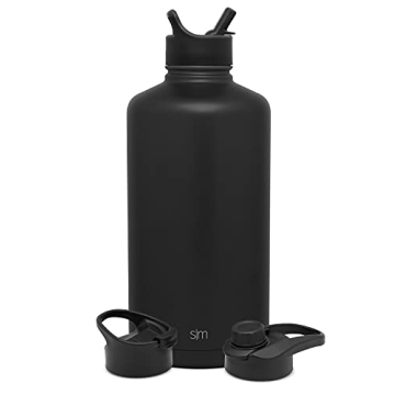 Simple Modern 1 Gallon 128 oz Water Bottle with Straw, Handle and Chug Lid Vacuum Insulated Stainless Steel Metal Thermos Bottles | Big Leak Proof BPA-Free Flask | Summit Collection | Midnight Black