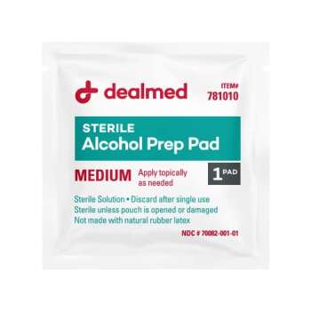 Dealmed Alcohol Prep Pads – 200 Count Medium Latex-Free Gamma Sterilized Antiseptic Wipes, Wound C...