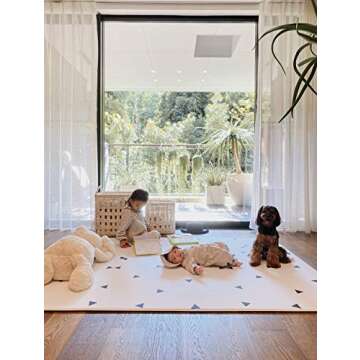 LITTLE Bot Ofie Mat, Soft Baby Play mat, Reversible Foam Floor mat, 6.5 ft x 4.5 ft, Durable and Non-Toxic (Country Road, Large)