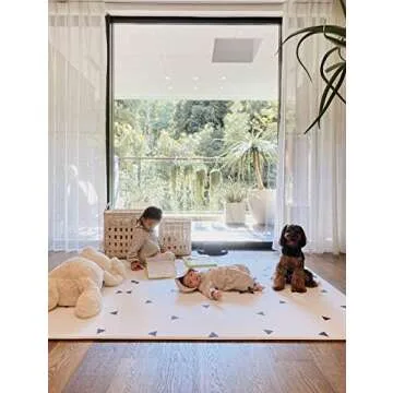 LITTLE Bot Ofie Mat, Soft Baby Play mat, Reversible Foam Floor mat, 6.5 ft x 4.5 ft, Durable and Non-Toxic (Country Road, Large)