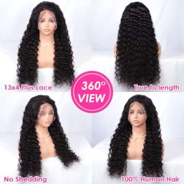 Pizazz 13x4 HD Lace Front Wigs Human Hair Pre plucked with Natural Hairline 180 Density Brazilian De...