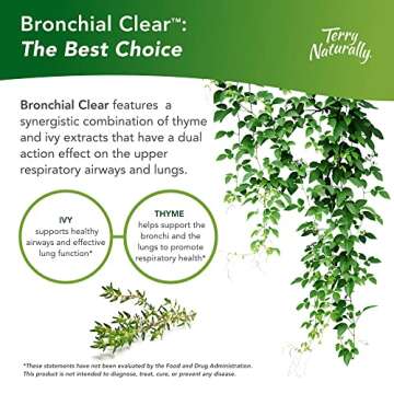 Terry Naturally Bronchial Clear Ivy Leaf Extract - Respiratory Support for Bronchial & Lung Health - Healthy Lung Support for Adults & Children - Non-Drowsy, Non-Jittery - 90 Tablets