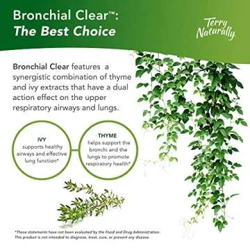 Terry Naturally Bronchial Clear Ivy Leaf Extract - Respiratory Support for Bronchial & Lung Health - Healthy Lung Support for Adults & Children - Non-Drowsy, Non-Jittery - 90 Tablets