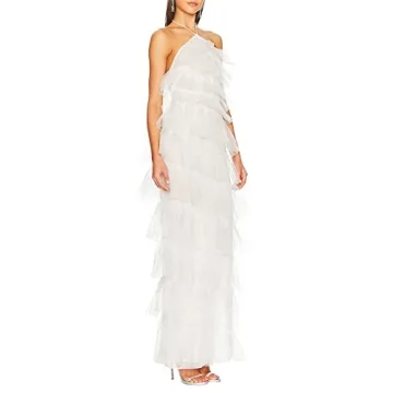 Floral Tassel Sheer Mesh Party Dress for Women