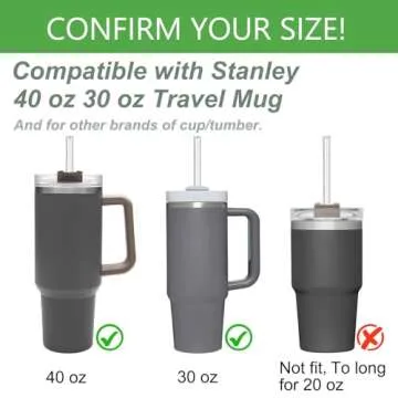 Elegant Reusable Glass Straws for Stanley Tumblers