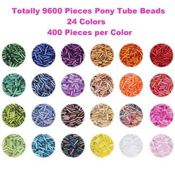 EuTengHao 9600pcs Tube Beads Kit Glass Bugle Seed Beads Small Craft Beads for DIY Bracelet Necklaces...