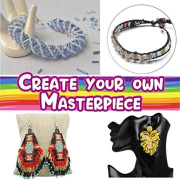 EuTengHao 9600pcs Tube Beads Kit Glass Bugle Seed Beads Small Craft Beads for DIY Bracelet Necklaces Crafting Jewelry Making Supplies with Two Crystal String (7mm, 400 Per Color, 24 Colors)