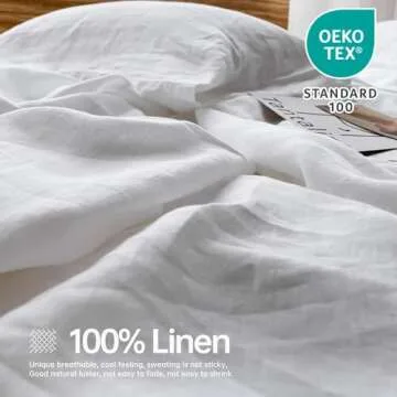 Simple&Opulence 100% Linen Sheets King Size Set, 4 Pcs Natural French Linen Bed Sheets, Breathable S...