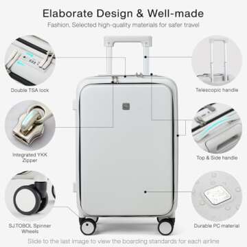 Hanke Grace 20 Inch Lightweight Carry-On Suitcase