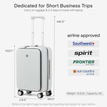 Hanke Grace 20 Inch Lightweight Carry-On Suitcase