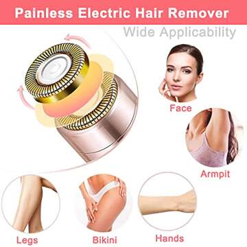 LAIKME Facial Hair Removal for Women, Mini Hair Remover, Electric Razor Shaver Portable Bikini Epilator for Lips, Chin, Armpit, Peach Fuzz, Fingers, Neck, Cheek and USB Rechargeable (Pink)