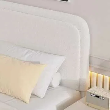 Elegant Twin Size Boucle Bed Frame with Headboard