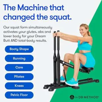 The DB Method Squat Machine, Workout Equipment for Home Gym, Exercise Leg and Glutes, Low Impact Lower Body Fitness Workouts, Training for Total-Body, Easy Setup, Foldable for Storage