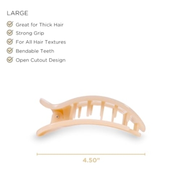 TELETIES Flat Round Hair Clip for All Hair Types - Comfortable & Durable