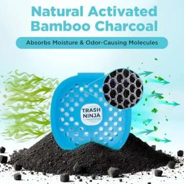 Trash Ninja Trash Can Deodorizer - Garbage Can Deodorizer with Activated Charcoal, Reusable Trash Can Odor Eliminator, Stick On Garbage Can Air Freshener, Trash Deodorizer with a Fresh Ocean Scent