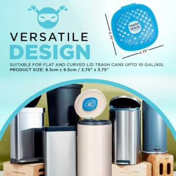 Trash Ninja Trash Can Deodorizer - Garbage Can Deodorizer with Activated Charcoal, Reusable Trash Can Odor Eliminator, Stick On Garbage Can Air Freshener, Trash Deodorizer with a Fresh Ocean Scent