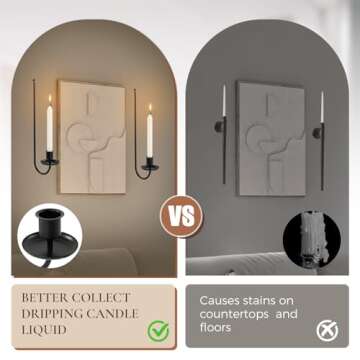 Bulado Wall Candle Sconces Set of Two, Metal Wall Candle Holder, Black Wall Mounted Candle Holder, Modern Sconces Wall Decor Set of 2 for Living Room Farmhouse Fireplace Wedding