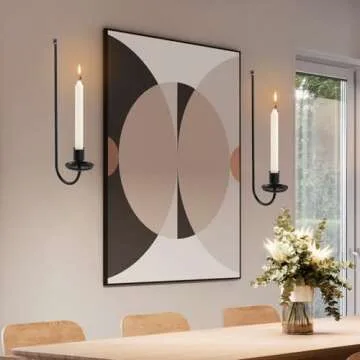 Bulado Wall Candle Sconces Set of Two, Metal Wall Candle Holder, Black Wall Mounted Candle Holder, Modern Sconces Wall Decor Set of 2 for Living Room Farmhouse Fireplace Wedding