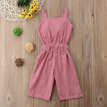 Toddler Baby Girl Red Plaid Big Bow Romper Jumpsuit