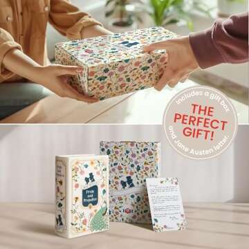 H&H Pride and Prejudice Book Vase For Flowers - Large Ceramic Book Planter Pot - Jane Austen Bookish Decor - Top #1 Pride and Prejudice Gifts and Book Vases - Bookshelf Vase For Flowers - 2025 Edition