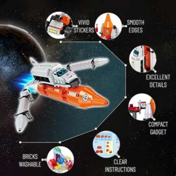 12 in 1 Aerospace Building Toys with Rocket Launcher.Space Shuttle Building Block Toys for Kids Aged...