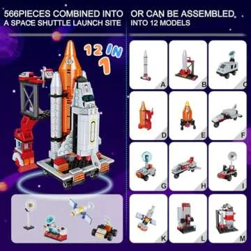 12 in 1 Aerospace Building Toys with Rocket Launcher.Space Shuttle Building Block Toys for Kids Aged 6-12.STEM Construction Toys.Work with other Building Block Brands.Idea Gifts for Space Fun Kids