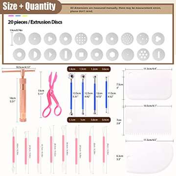 Wokape 37Pcs Stainless Steel Clay Extruder, Sugar Paste Extruder Cake Fondant Decorating Tool Set with Discs Scraper Cake Decor Modeling Tool