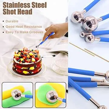Wokape 37Pcs Stainless Steel Clay Extruder, Sugar Paste Extruder Cake Fondant Decorating Tool Set with Discs Scraper Cake Decor Modeling Tool