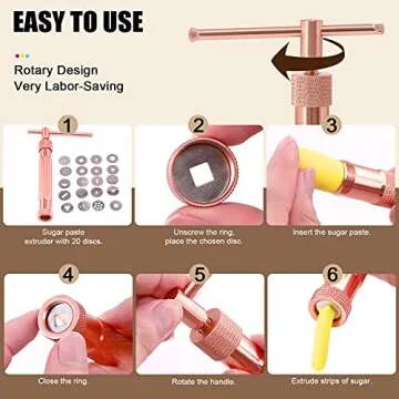 Wokape 37Pcs Stainless Steel Clay Extruder, Sugar Paste Extruder Cake Fondant Decorating Tool Set with Discs Scraper Cake Decor Modeling Tool