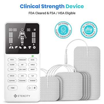Etekcity 4-Output TENS Unit, FSA HSA Store Eligible, Muscle Stimulator Accessories Machine, Neck Bac...