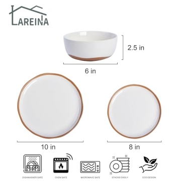 Lareina 12-Piece Ceramic Dinnerware Set, Safe & Durable